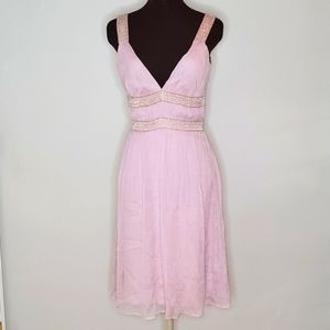 French Connection Dusty Pink Grecian style Dress with Beaded accents, Size 2